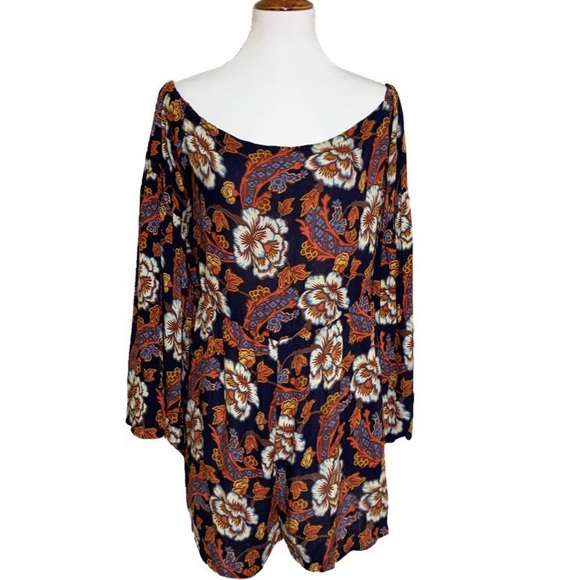 Urban Outfitters Dresses & Skirts - Urban Outfitters Romper Draped Floral Navy Boho